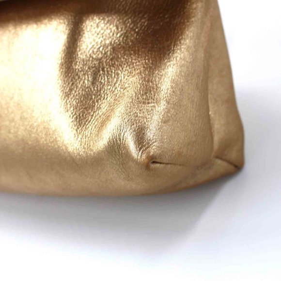 RARE Burberry Prorsum Celebrating LA Gold Leather Shoulder Bag Clutch Zip Bow - Picture 2 of 8